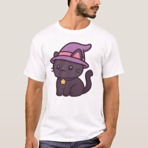 Kawaii Witch Cat in Purple Hat Classic T-Shirt