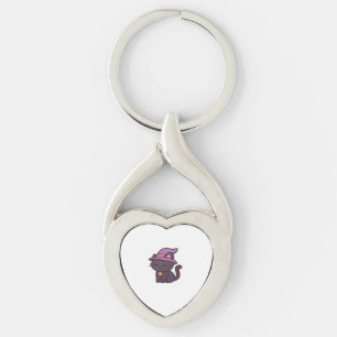 Kawaii Witch Cat in Purple Hat Classic T-Shirt Key Ring