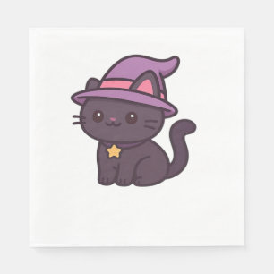 Kawaii Witch Cat in Purple Hat Classic T-Shirt Napkin