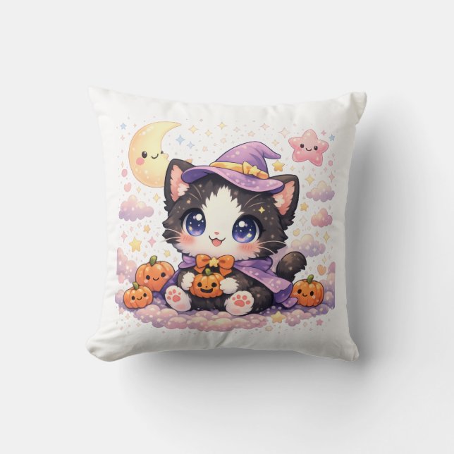 Kawaii Witch Cloud Kitty  Cushion (Front)