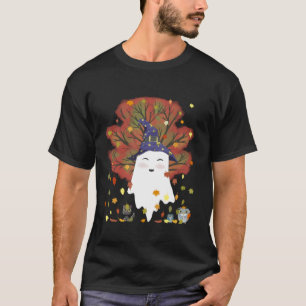Kawaii Witch Ghost Cat Owls Halloween Tee Fall Tha