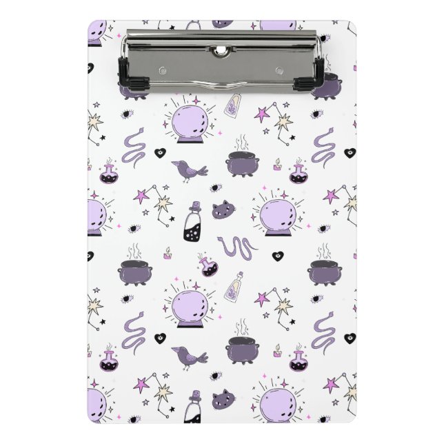 Kawaii Witch Pattern Mini Clipboard (Front)