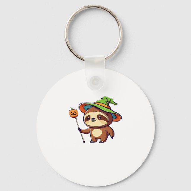 kawaii witch sloth Classic T-Shirt Key Ring (Front)