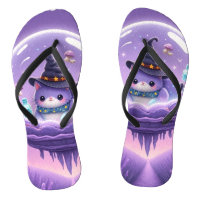 Kawaii Witch Snow Globe Flip Flops