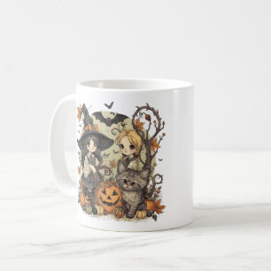 Kawaii witches with Gatinho and Abóbora Coffee Mug