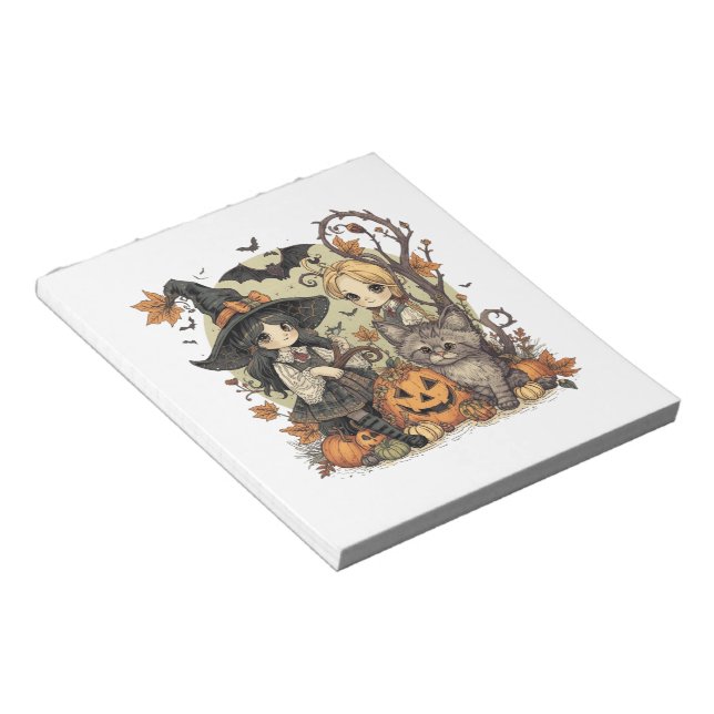 Kawaii witches with Gatinho and Abóbora Notepad (Angled)