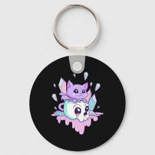 Kawaii Witchy Cat Cute Pastel Goth Creepy Cats Sku Key Ring