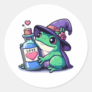 Kawaii witchy love potion classic round sticker
