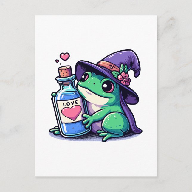 Kawaii witchy love potion postcard (Front)
