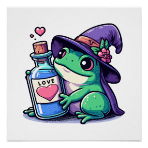 Kawaii witchy love potion poster