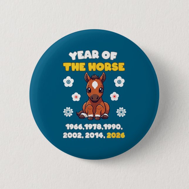Kawaii Year Of Horse Chinese Zodiac 2026 Animal  6 Cm Round Badge (Front)