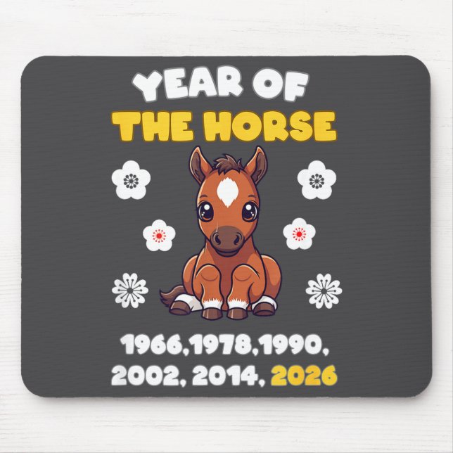 Kawaii Year Of Horse Chinese Zodiac 2026 Animal  Mouse Pad (Front)