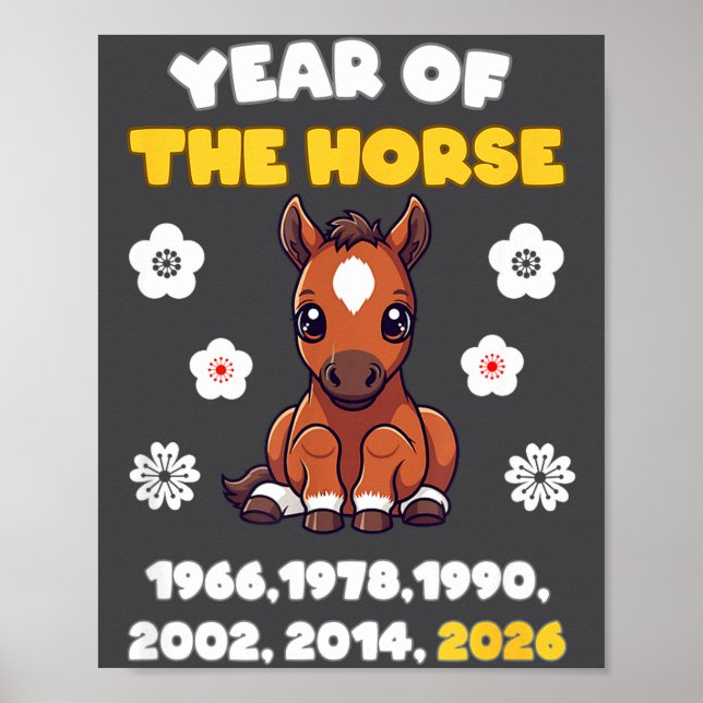 Kawaii Year Of Horse Chinese Zodiac 2026 Animal  Poster (Front)