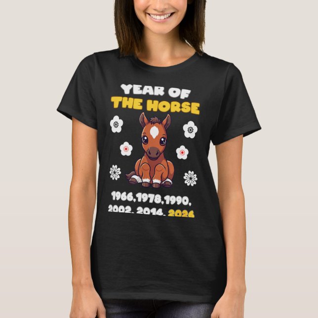 Kawaii Year Of Horse Chinese Zodiac 2026 Animal  T-Shirt (Front)