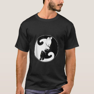 Kawaii Yin Yang Black Cat With Moon Crescent Head  T-Shirt