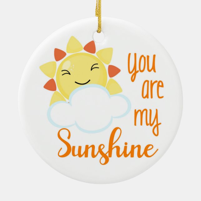 Kawaii You Are My Sunshine Sun Clouds Ceramic Ornament (Back)