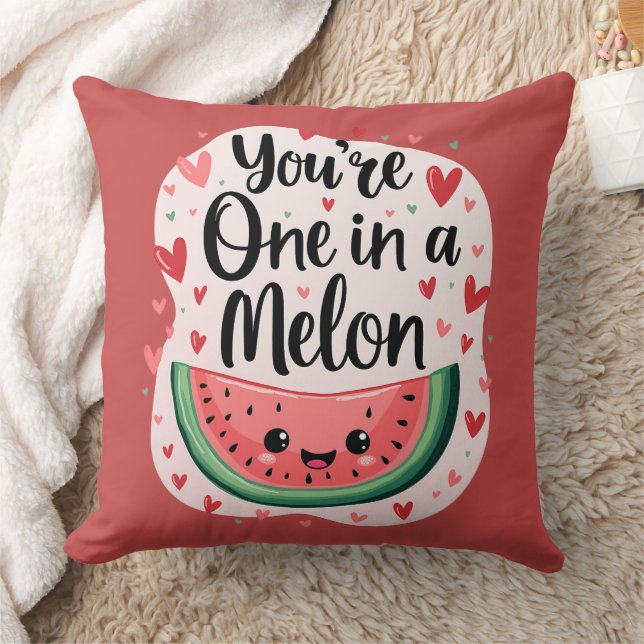 Kawaii "You're One in a Melon" Cute Watermelon Pun Cushion (Blanket)