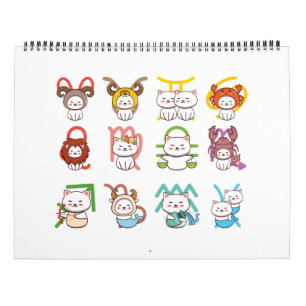 Kawaii Zodiac Cat Sign Calendar