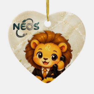 Kawaii Zodiac Neos Leo Ceramic Ornament