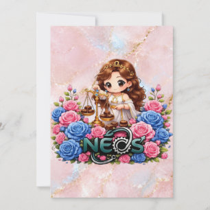 Kawaii Zodiac Neos Libra Invitation