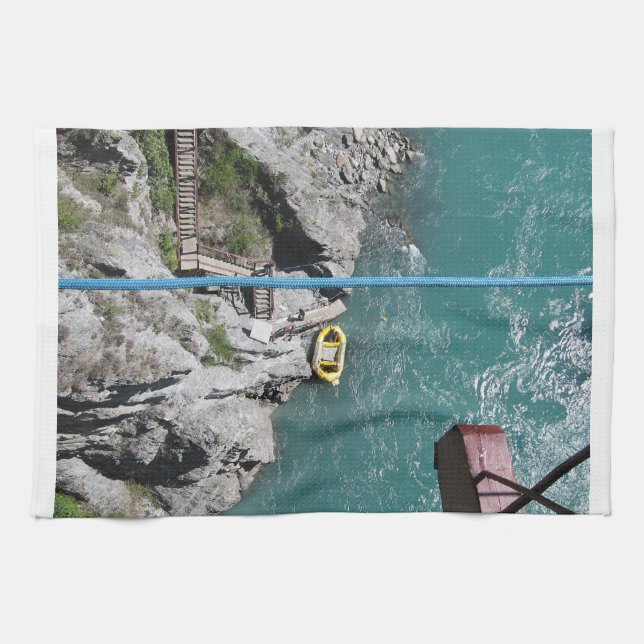 Kawarau Bridge Bungy POV, Queenstown, New Zealand Tea Towel (Horizontal)