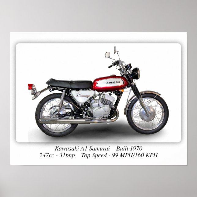 Kawasaki A1 Samurai Motorcycle A3 Poster (Front)