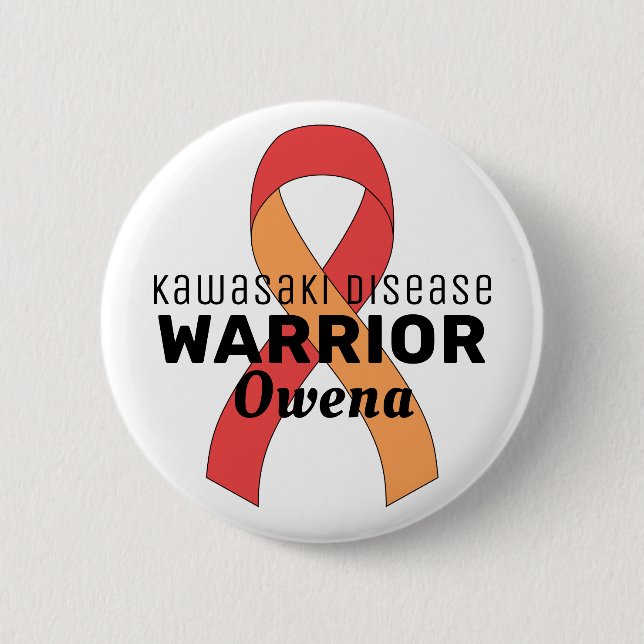 Kawasaki Disease Warrior Ribbon White Button (Front)
