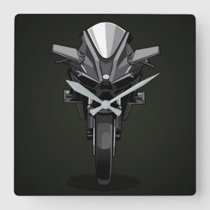 Kawasaki H2R   Black background Square Wall Clock