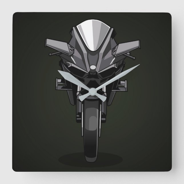 Kawasaki H2R | Black background Square Wall Clock (Front)