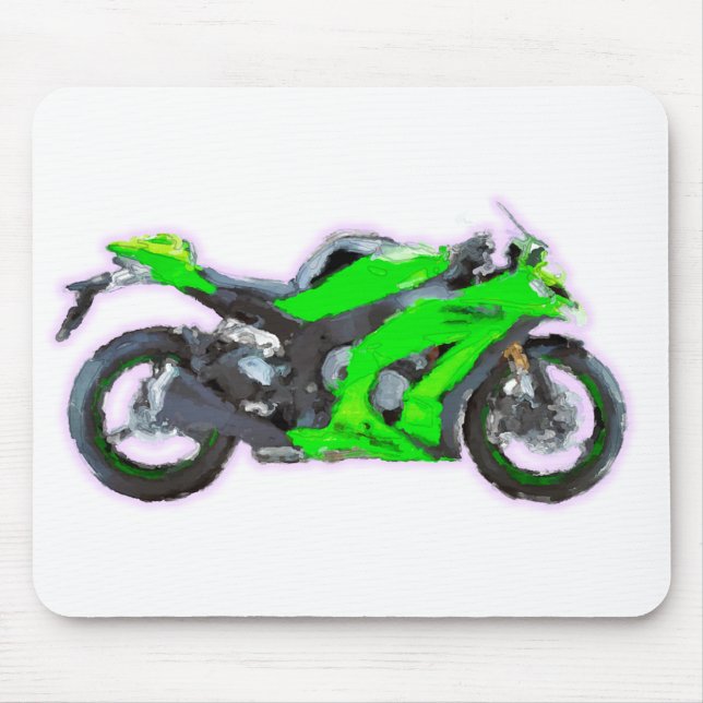 Kawasaki Ninja ZX 10R Hand Painted Art Brush Pad Mouse Pad (Front)