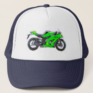 Kawasaki Ninja ZX 10R Hand Painted Art Brush Trucker Hat