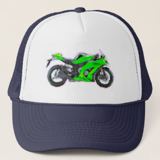 Kawasaki Ninja ZX 10R Hand Painted Art Brush Trucker Hat