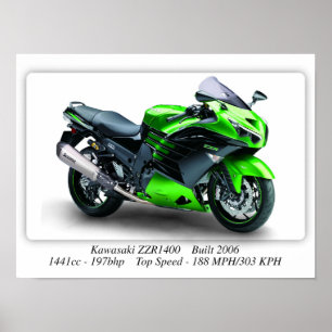 Kawasaki ZZR1400 Motorcycle - A3 Poster