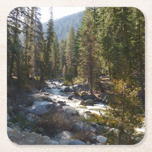 Kaweah River in Sequoia National Park Square Paper Coaster (Front)