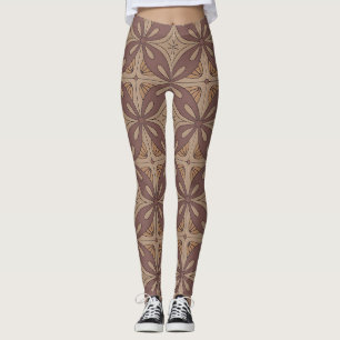 Kawung Blossom Grid Batik Motif Leggings