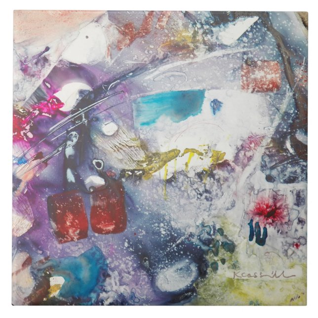 Kay Cassill Ceramic Tile: "Fish Fry" Ceramic Tile (Front)