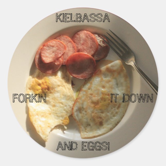 KAY PASA, KIELBASSA? CLASSIC ROUND STICKER (Front)