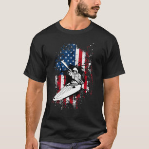 Kayak American Flag Cool Kayaking Rowing Paddle R T-Shirt