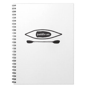 Kayak and paddle, simple black line art design notebook