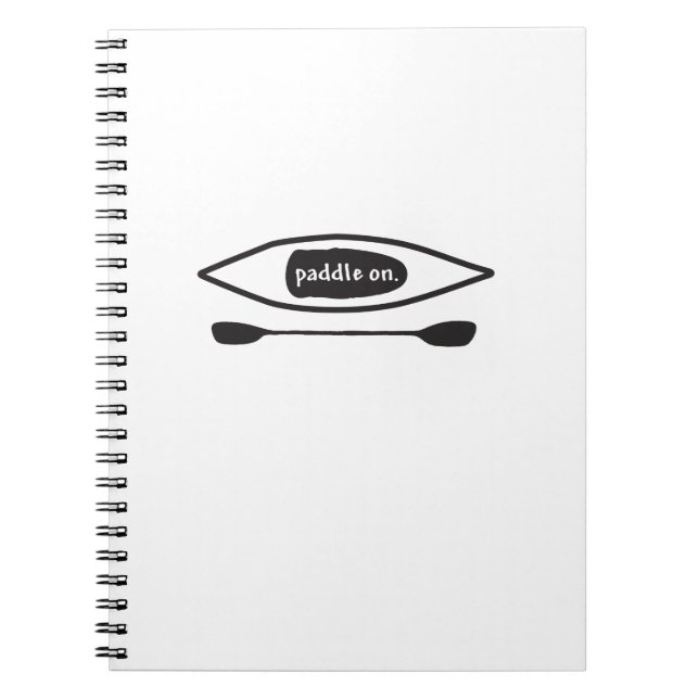 Kayak and paddle, simple black line art design notebook (Front)