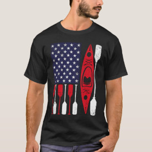 Kayak and paddle US American Flag Canoe USA Kayaki T-Shirt