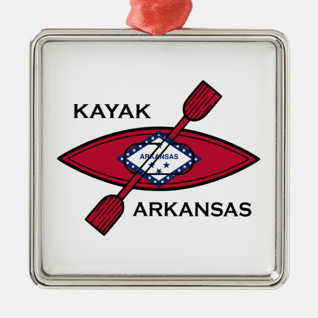 Kayak Arkansas Flag Metal Ornament (Front)