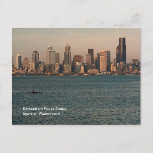 Kayak at Seattle Sunset Postcard