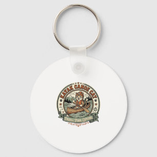 Kayak Canoe Cat Kayak Canoe Cat Vintage Vector Art Key Ring