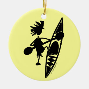 Kayak Canoe Joyful Silhouette Ceramic Tree Decoration