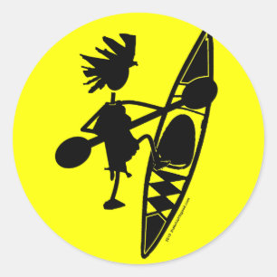 Kayak Canoe Joyful Silhouette Classic Round Sticker