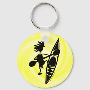 Kayak Canoe Joyful Silhouette Key Ring
