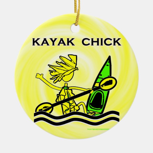Kayak Chick Designs & Things Ceramic Tree Decoration (Front)