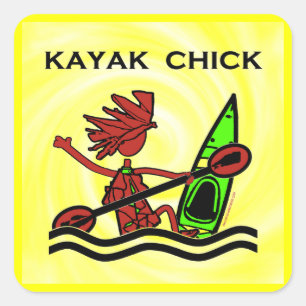 Kayak Chick Designs & Things Square Sticker
