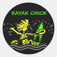 Kayak Chick Fun Round Sticker
